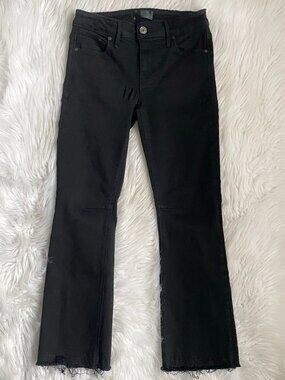 RTA Black Crop Flare Jeans Size 25 Low Mid Rise Stretch Released Hem Denim
